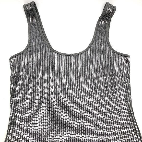 Express Sleeveless Gray Sequin Sparkle Tank Top Women's Size SP Clubbing - Picture 5 of 10